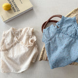 MQTIME  -  New Summer Toddlers Girls Ruched Blouses Sleeveless Tops Korean Style Baby Kids Cute Shirts