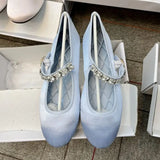 MQTIME  -  Velvet Rhinestone Ballet Flats Shoes Women Shiny Crystal Elegant Mary Janes Shoes Ladies Casual Streetwear Daily Soft Loafers