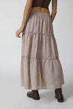 MQTIME  -  Low Waist Plain Skirts Low Waist Layered Maxi Skirts Ruffled Candy Color Sweet A-line Skirt Macaron Color Soft Skirt