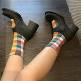 Mqtime New High Heel Shoes Women's Flat Buckle Mary Jane Shoes Big Head Doll Shallow Mouth Single Shoes