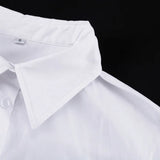  MQTIME  -  Spring Pleated Single-breasted Shirt Skirt New Lapel Long-sleeved High-waisted Temperament White Dress