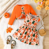 MQTIME  -   Halloween Clothing Sets Kids Shawl Tops+Dress 2Pcs Outfits Girls Carnival Party Cosplay Costume Children Print Suits 0-5 Years
