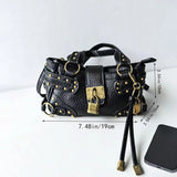 MQTIME  -  Retro Metal Rivet Buckle Lock Y2K Fashion Handbag Wallet Phone Storage Bag Crossbody Bags Shoulder Bag Purse Woman Bags
