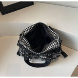 MQTIME  -  Korean Y2K Retro Strap Grid Large-capacity Tote Bag Commuting Storage Bags Crossbody Bag Shoulder Bags Woman Bag Handbag