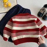 MQTIME  -  Christmas Children Boys Sweater New Winter Versatile Striped Thicken Warm Toddler Girls Knitwear Casual Kids Baby Boys Pullovers