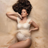  MQTIME  -  Bohemian Photo Shooting Pregnancy Dress Lace Bodysuit Tulle Long Dress  Boho Style Maternity Dresses For Photo Shoot