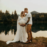  MQTIME  -  Boho Lace Matenrity Photo Shoot Long Dresses Tassels Pregnancy Photography Props Maxi Dresses