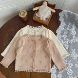  MQTIME  -  New Spring Baby Girls Knitted Sweaters Hollow Out Cardigan Coats Long Sleeve Crochet Toddlers Kids Sweater