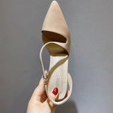 MQTIME  -  summer new product pointed hollow back empty white patent leather fine heel shallow mouth high heels wedding shoes