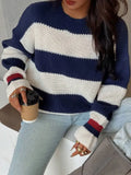 MQTIME  -  New Winter Clothes Woman Striped Crew Neck Pullover All Match Soft Warm Sweater Tops Korean Reviews Many Girls Clothes Hot Selle