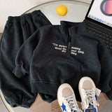 MQTIME  -  Boys' Suit Autumn and Winter New Children's Wear Korean Style Boys and Girls Handsome Letter Sports Hoodie Two-piece Set