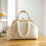 Mqtime Vintage Classic Lace Bag Beads Wedding Shell Lock Bags Women Shoulder Crossbody Bag Chain Women's Handbags Purses