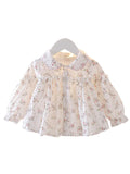 MQTIME  -  Sweet Baby Girls Floral Shirt Spring Summer Ruffles Long Sleeved Girls Blouse Toddler Korean Style Tops