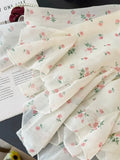  MQTIME  -  Summer Flower Print Folds Irregular Design High Waist A-LINE All Match Loose Skirts