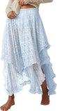 MQTIME  -  Ethnic style lace women's skirt retro irregular medium and long skirt lace curtain skirt cover