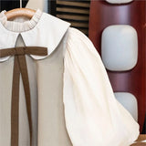 MQTIME  -  Baby Girl Princess Bow Dress Long Sleeve Infant Toddler Teen Child Peter Pan Collar Vestido Party Birthday Baby Clothes 1-12Y