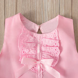 MQTIME  -  2Piece Sets Summer Toddler Girl Clothes Cute Bow Sleeveless Cotton Princess Dress+Bow Kids Dress Baby Newborn Items
