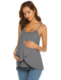 Mqtime Women Pregnant Strappy Vest Nursing Tops Maternity Breastfeeding T-Shirt Summer Fashion Pregnancy Wear