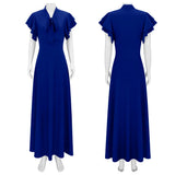 MQTIME  -  Women's 20th Century V-neck Long Diagonal Cut Sleeveless Dress with Butterfly Sleeves and Bow Detail Party Halloween Gown
