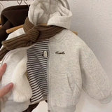 MQTIME  -  Kids Fleece Warm Coats Winter Plus Velvet Thick Jackets Girls Boy Hooded Outerwears Autumn Pocket Hoodies Children Clothing 2-8Y