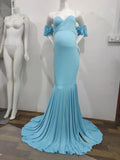  MQTIME  -  Maternity's Short Sleeve Dresses Sexy V Neck Gown Maxi Long Photography  for Pregnant Women Pregnancy Photo Shoot