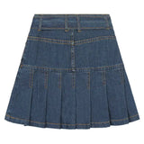MQTIME  -   Retro spicy girl half skirt, female autumn new design, niche high waisted pleated short   denim skirt