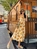  MQTIME  -  Casual Print Halter Dress Women Elegant V-neck Sleeveless Backless High Waist Loose Midi Dresses Summer Lady Vacation Robe