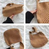 Mqtime Fashion Knitted Shoulder Bags Autumn & Winter Style Solid Color Women Handbags INS Design Weave Bags for Female Ladies Big Tote