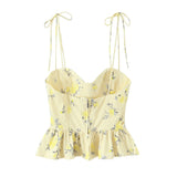  MQTIME  -  Chic Elegant Corset Top Backless Short Cami Tops New Summer Fashion Floral Printed Sexy Party Night Tops
