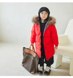 MQTIME  -  Large Fur Collar Kids Coats Boys Girls Thickened Down Jacket Children Winter Outerwear Teenager Hooded Casual Clothing 2-10Y