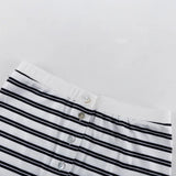 MQTIME  -  Women Casual Striped 2 Piece-Set Shorts Long Sleeve Crop Top High Waist Shorts Streetwear Fashion Outfits Female Sets New