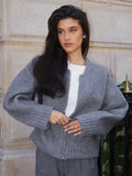 MQTIME  -  Knit Women Cardigan Casual Full Sleeve Zipper O Neck Pleated Solid Lady Sweater Top 2025 Autumn Fashion Female Knitwear