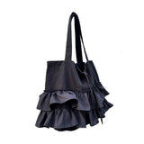 Mqtime High Quality Women Bag Ruffles Ruched Lace Fashion Sweet Girls Shoulder Bag Handbag High-Capacity Women Bag