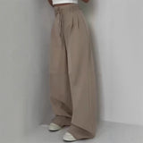  MQTIME  -  Fashion Y2K Wide Leg Long Pant For Women Elegant Elastic High Waist Double Drawstring Baggy Pant Office Lady Loose Suit Trousers