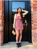  MQTIME  -  Fashion Plaid Slip Short Dress For Women Square Collar Sleeveless Lace Hip Package Vestidos Summer Chic Lady Casual Dresses