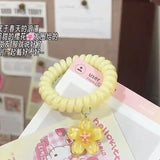 MQTIME  -  Cherry Blossom Candy Color Jelly Phone Line Hair Band Children's Spring New High Elasticity Seamless Hair Girl Headdress