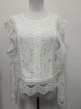 MQTIME  -  New Women's Sexy Hollow Out Long Sleeve Lace Shirt Top Temperament Commuting Female Fashion Elegant Translucent Blouses