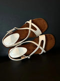 MQTIME  -  Women's retro top layer cowhide single button external wear exposed toe woven mid heel Roman sandals women's new style