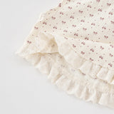 MQTIME  -  Summer girls' bow print sleeveless top and shorts set, baby's fresh and delicate lace full print 2-piece set