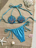 MQTIME  -  Sexy Lace Up Brazil Bikini Women Split Swimsuit Beach Vacation Bikini New All Season Backless Bikini 2 Piece Set