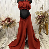 MQTIME  -  Boho Maternity Gown Photography Long Dresses 100% Cotton Sexy Off Shoulder Pregnant Women's Photo Shoot Dresses