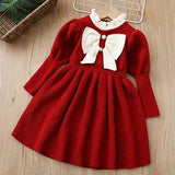 MQTIME  -  New Autumn Christmas Style Baby Girl Birthday Party Dress Kids Princess Dresses 2-6Yrs Children Knitted Clothes