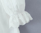 MQTIME  -  Summer New Princess Dress Square Collar Cotton A-line White Dress Embroidered Lace Mini Dress Open Back Vestidos