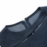 MQTIME  -  Casual Denim Crop Top Women Slim Hollow Out O-neck Vest Female Sleeveless Summer Stylish Tops Lady High Street Cool Club Party