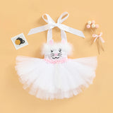 MQTIME  -  Easter Days 0-11Y Princess Kids Girls Summer Dress Strap Sleeveless Lace Up Sequined Rabbit Lace Tutu Dresses