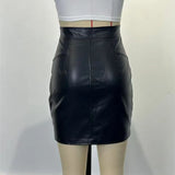 MQTIME  -  Women Sexy High Waist PU Leather Skirt Autumn Elegant Zipper Pocket Short Women Skirt Black Mini Skirt