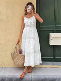 MQTIME  -  Summer New Fashion V-neck Women Strap Long Skirt Sexy Hollow Out Tassel Embroidered Female Dresses
