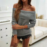 MQTIME  -  Autumn/winter Top  Women's Casual Temperament  Solid Color Pullover  One Shoulder Sweater