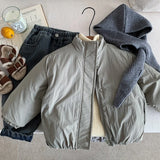 MQTIME  -  Toddler Boys Parkas Stand Collar Kids Baby Boys Thicken Warm Bread Jacket Versatile Infant Boys Cotton Outerwear Coat+Hat