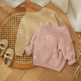 MQTIME  -  Winter Autumn New Baby Boys Girls Sweater Long Sleeve Cute Flower Knit Clothes Newborn Knitwear Pullover Top For Infant